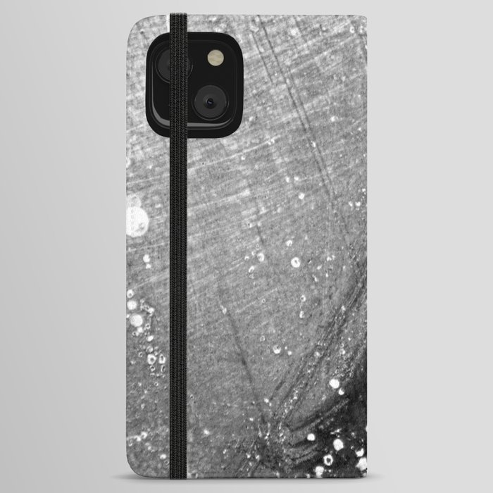Abstract Black and White Grey Paint Metal Weathered Texture iPhone Wallet Case