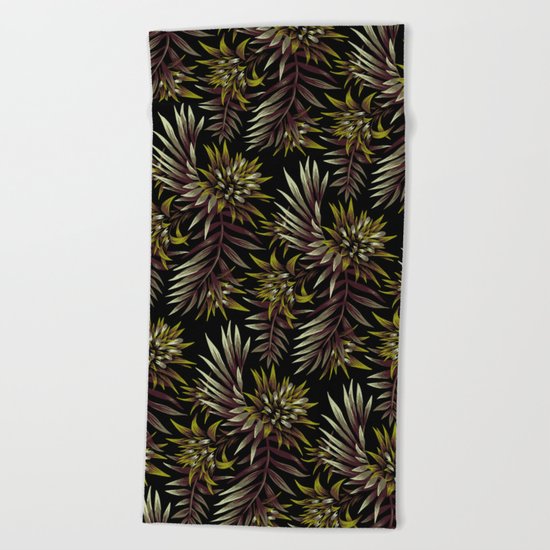 Aechmea Fasciata - Dark Green / Brown Beach Towel