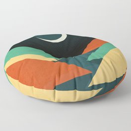 Quiet stream under crescent moon Floor Pillow