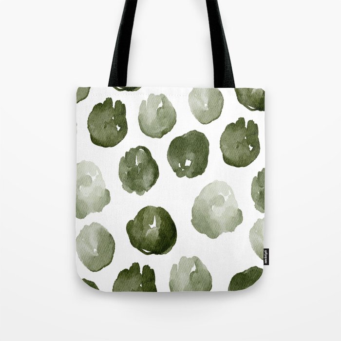 Green watercolor pastel green polka dots pattern  Tote Bag