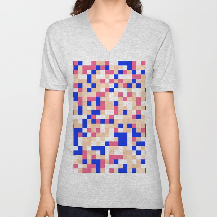 Abstract Multicolor Halftone Background.  V Neck T Shirt