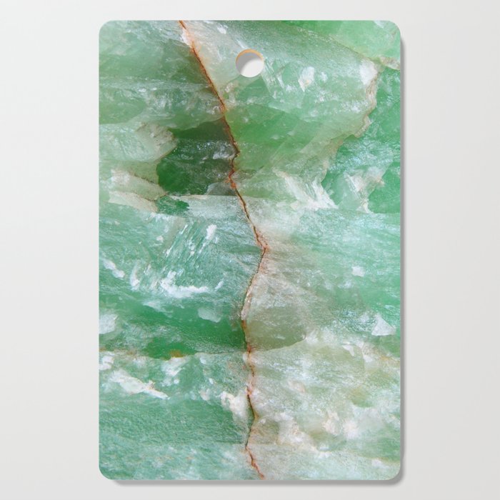 Crystalized Pale Green Quartz Slab with Copper Vein Cutting Board