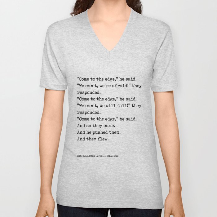 Come to the edge - Guillaume Apollinaire Poem - Literature - Typewriter Print V Neck T Shirt