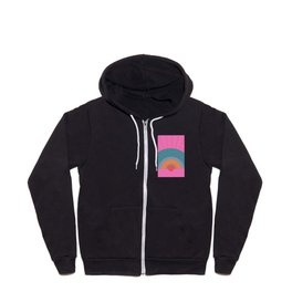 Sol - Minimalistic Colorful Sunny Retro Sun Art Design Pattern in Pink and Blue Zip Hoodie