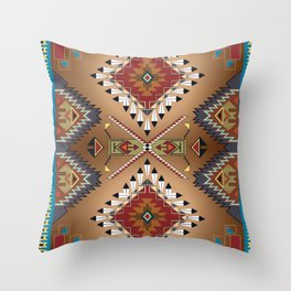Earth and Stone Zia Eagle Feathers Shield Throw Pillow