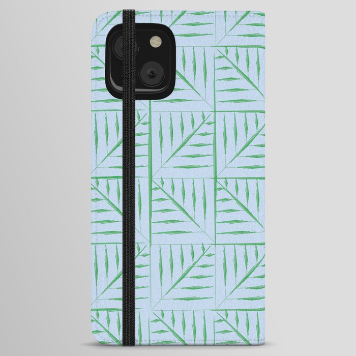 Fern Leaves Pattern - Blue and Green iPhone Wallet Case