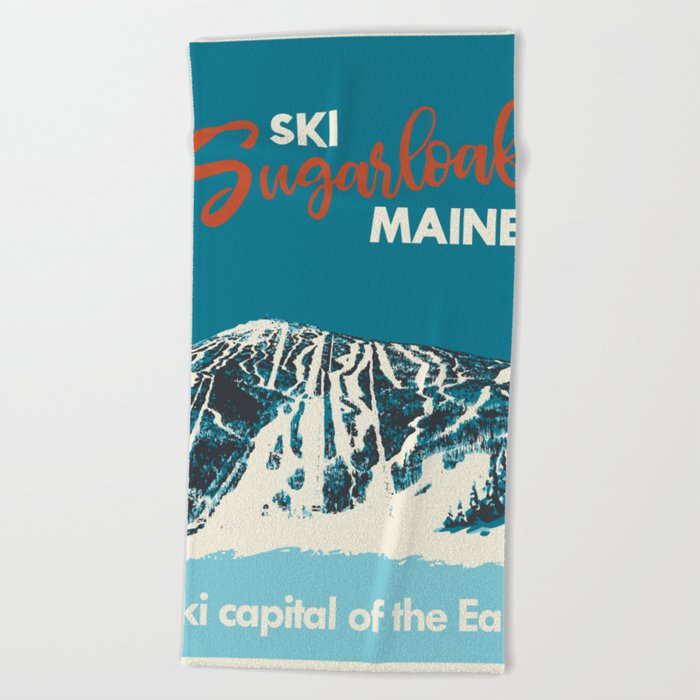 Ski Sugarloaf Maine vintage ski poster Beach Towel