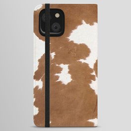 Tan and white cowhide iPhone Wallet Case