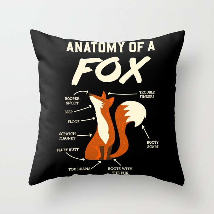 Furry Fandom T-Shirt: Anatomy Of A Fox I Dragon I Monster Throw Pillow