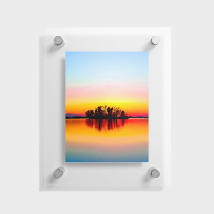 Sunset Blue Yellow Orange Sky Floating Acrylic Print