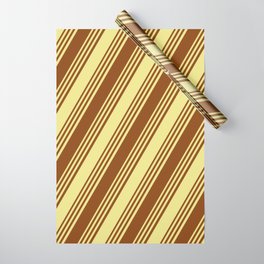 [ Thumbnail: Brown and Tan Colored Striped/Lined Pattern Wrapping Paper ]