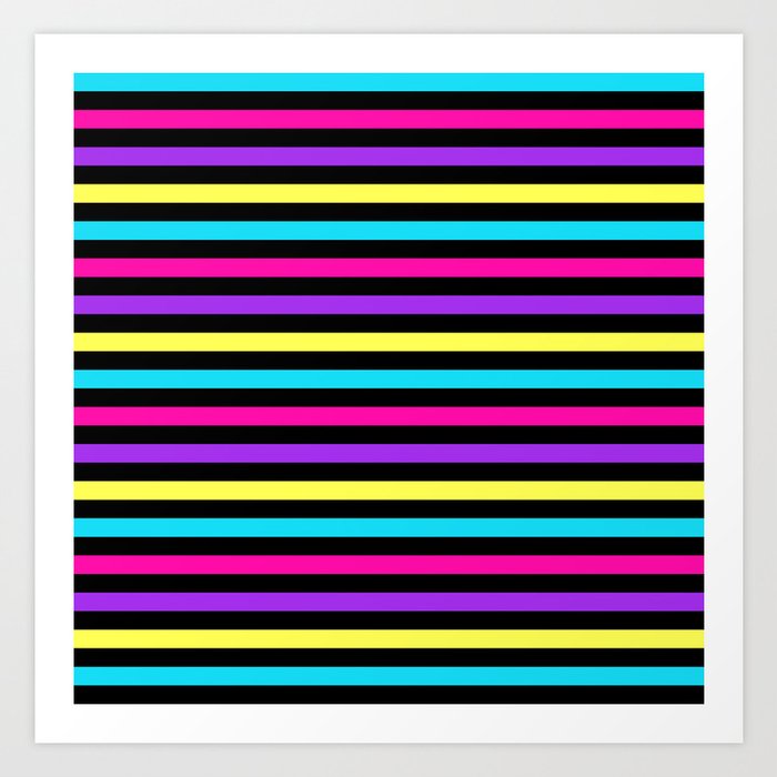 Black Rainbow Stripes Art Print