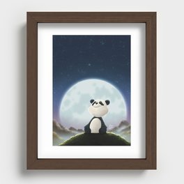 Moonbathing | Illustration of a panda bear enjoying life to the fullest Recessed Framed Print