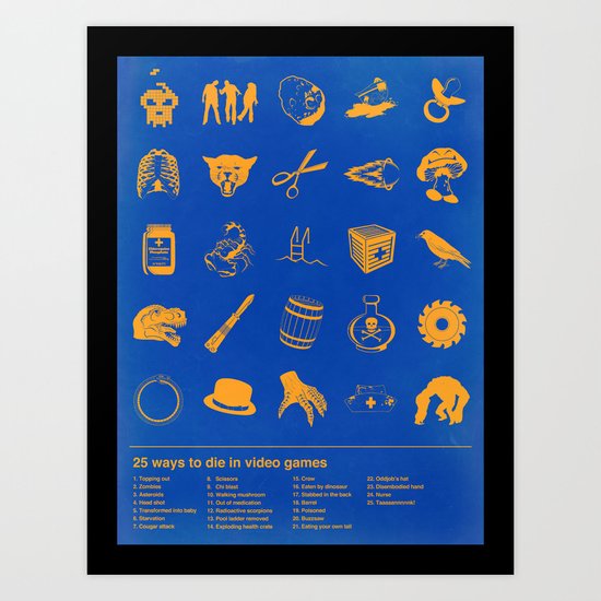 25 Ways to Die in Video Games Art Print