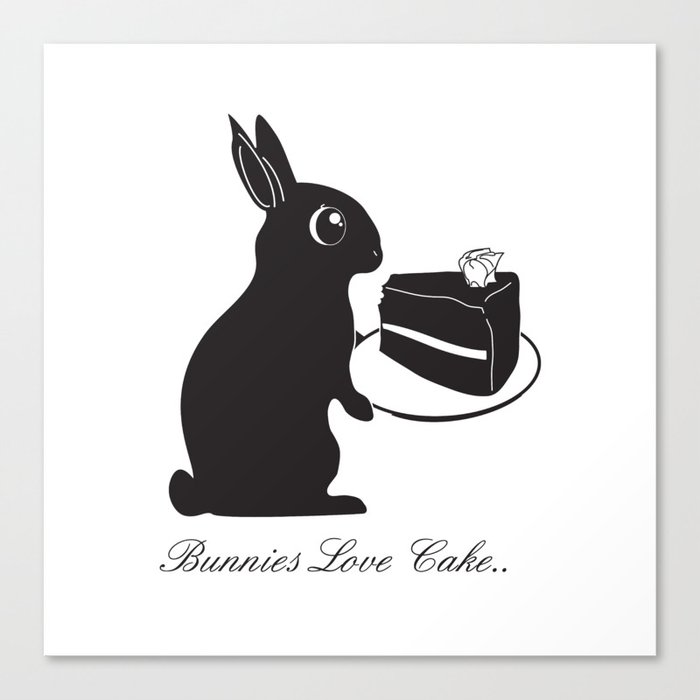 Bunnies Love Cake, Bunny Illustration, cake lovers, animal lover gift Canvas Print