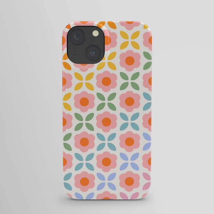 Casetify Impact Case for iPhone 13 Pro Max - Bold Retro Seventies Flowers in Pink - Clear Black