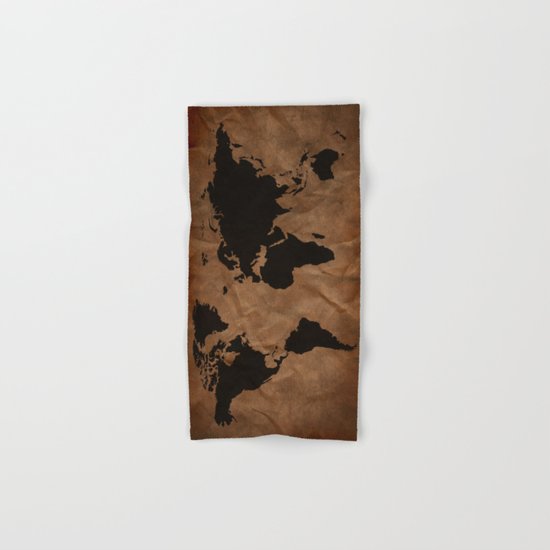 Old Wrinkled World Map Hand & Bath Towel