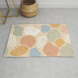 Autumn Is Here - cute ginkgo leaf veins on color patches and polka dots pattern Rug