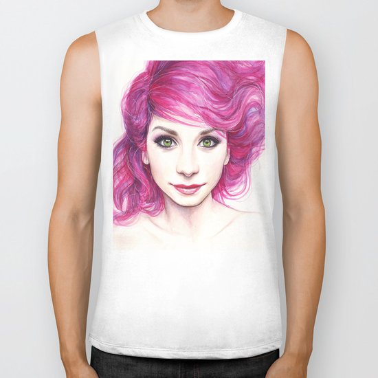 Pink Hair Girl Biker Tank