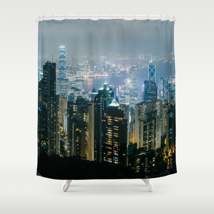 Hong Kong Night Panorama Shower Curtain By Lucashayas Society6