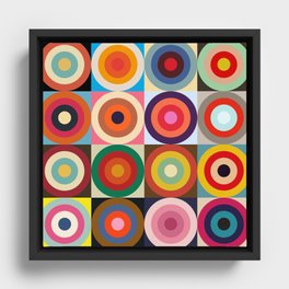 Caribbean Islands - Colorful Classic Abstract Minimal Retro 70s Style Graphic Design Framed Canvas