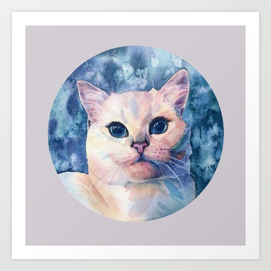 "White cat" Art Print