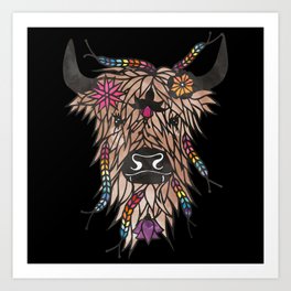 Highland cow - papercut design Art Print