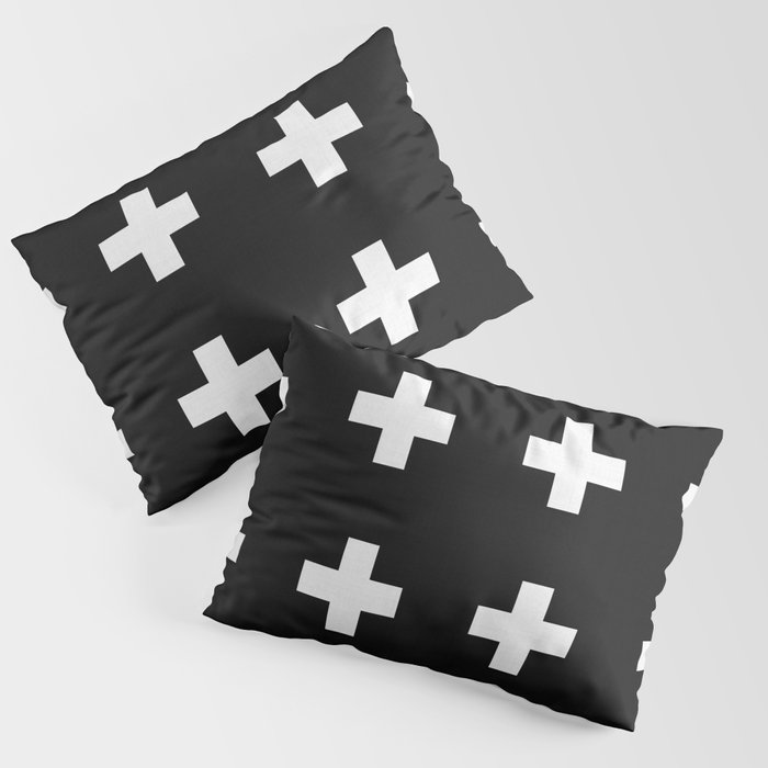 Medium Swiss Cross Black Pattern Pillow Sham