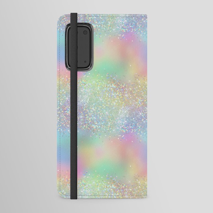 Pretty Rainbow Holographic Glitter Android Wallet Case