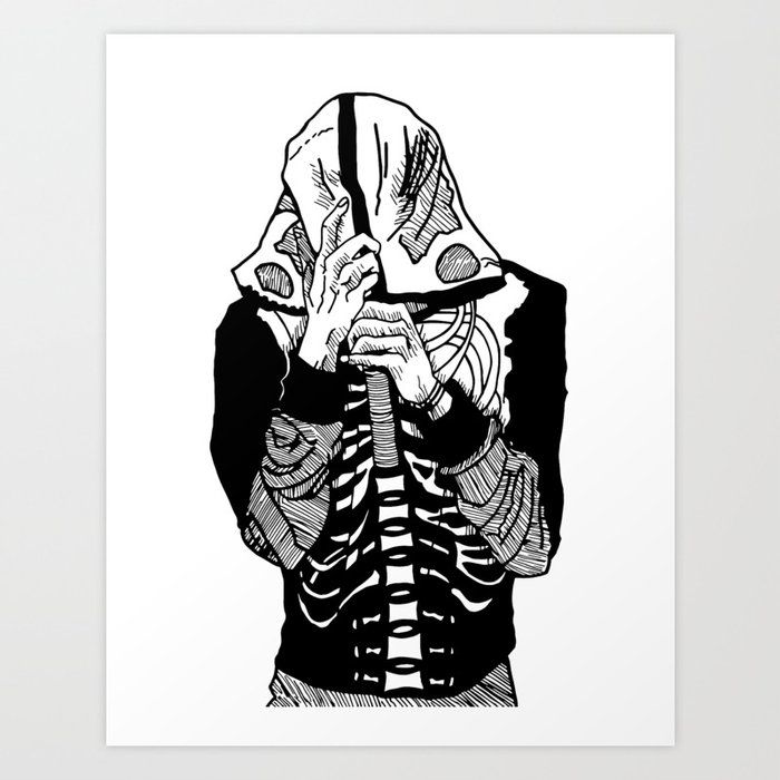 Skeleton Hoodie Art Print