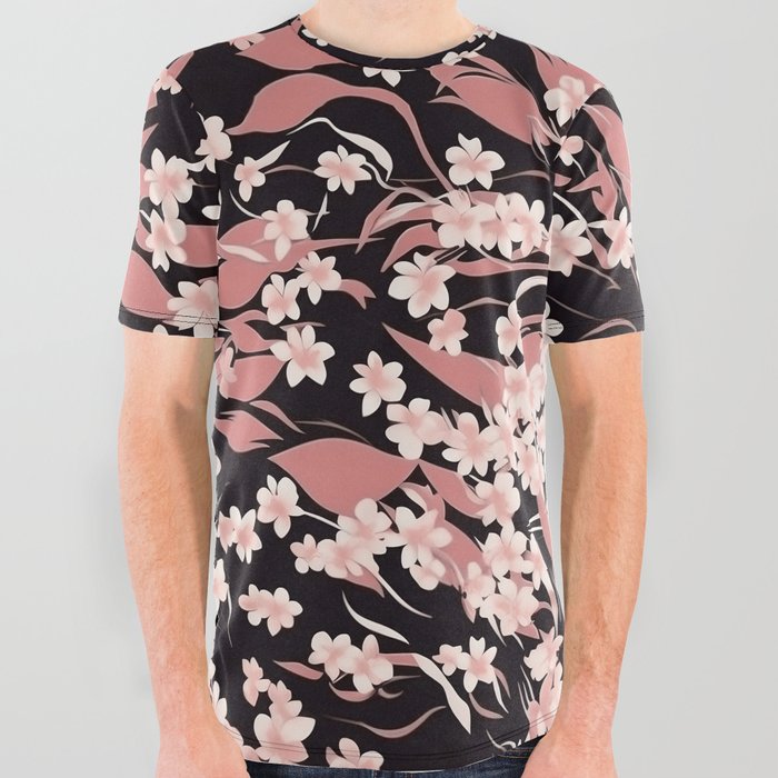 Cherry Blossom Flower Pattern Design All Over Graphic Tee by Sygartcafe ...