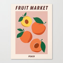 Fruit market print, Peach, Apricot, Posters aesthetic, Cottagecore decor, Exhibition poster, Food art Canvas Print
