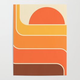 Retro Geometric Sun Set Design 421 Poster
