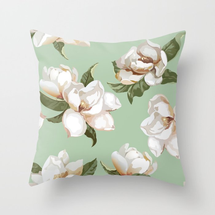 Love Of Nature... Gorgeous Creamy-white Magnolia Flowers Throw Pillow