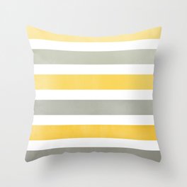 Yellow and Gray Wide Stripes Pattern Throw Pillow
