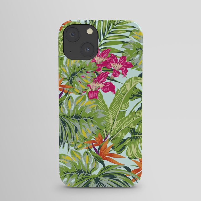 Bird of Paradise Greenery Aloha Hawaiiana Rainforest Tropical Leaves Floral Pattern iPhone Case
