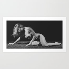 Very beautiful nude or naked woman. Photography in black and white. Art Print