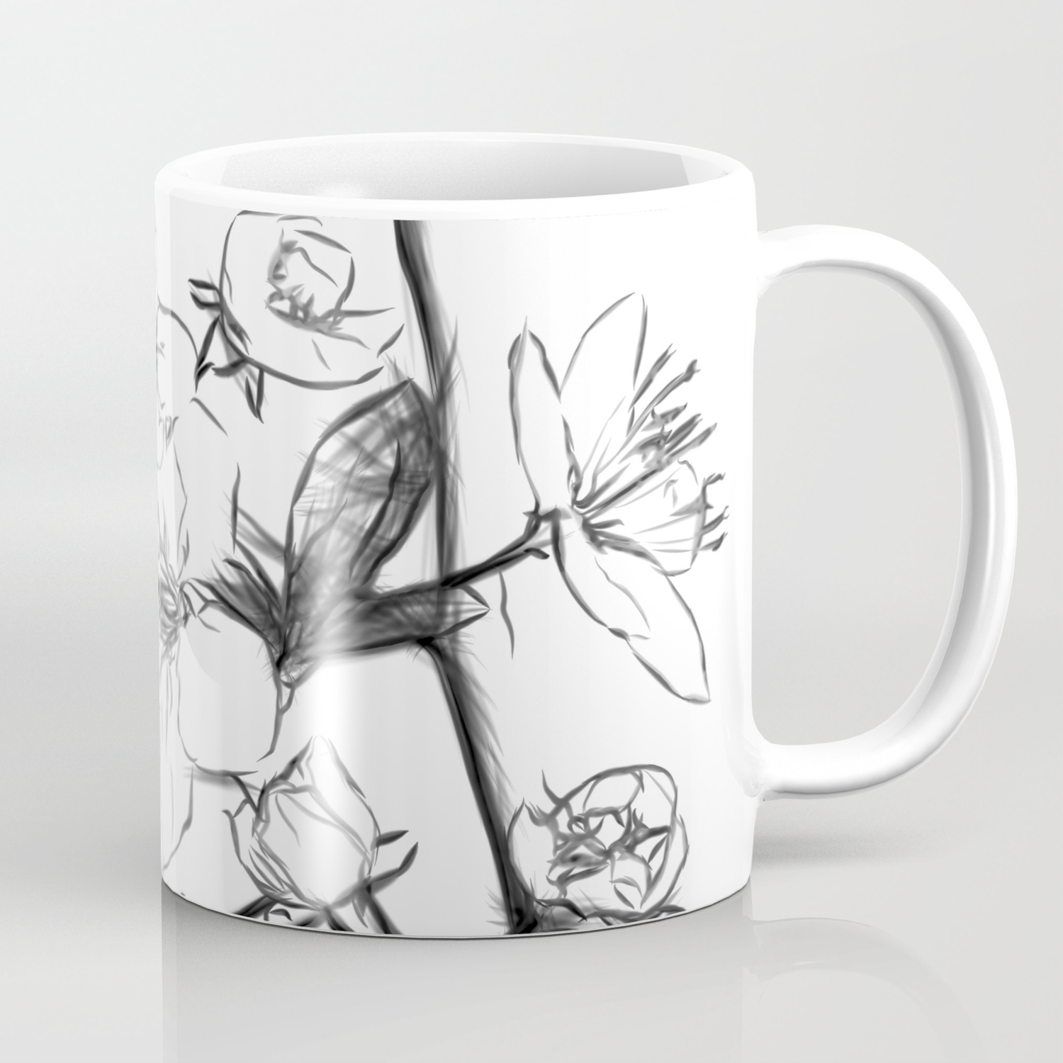 Cherry Blossoms Minimal Drawing Coffee Mug By Alemi Society6