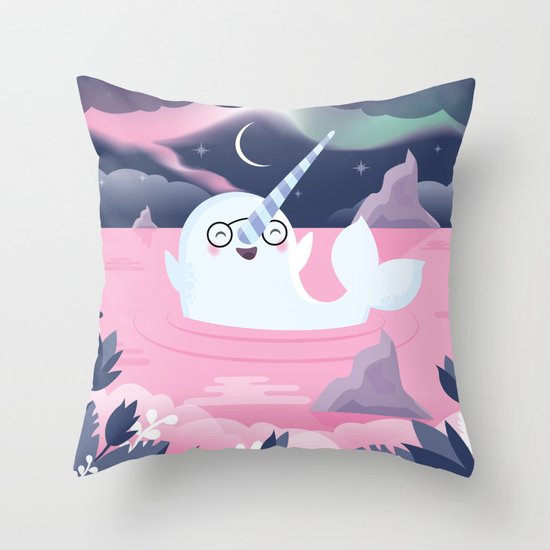 Norman the Near-Sighted Narwhal Throw Pillow