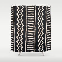 African Vintage Mali Mud Cloth Print Shower Curtain