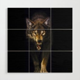 dark wolf Wood Wall Art