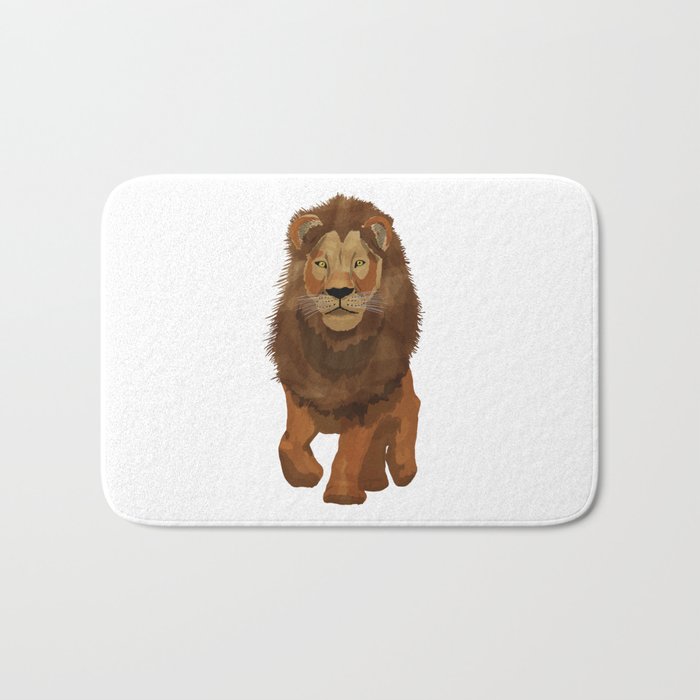digital painting of a male brown lion Bath Mat