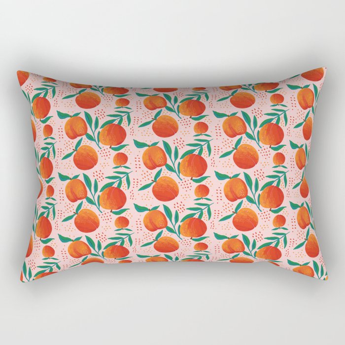 Fresh Peach Tropical Seamless Illustration Rectangular Pillow