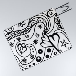 Black and White Doodle Picnic Blanket