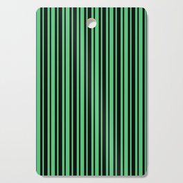 Emerald Green and Black Vertical Var Size Stripes Cutting Board