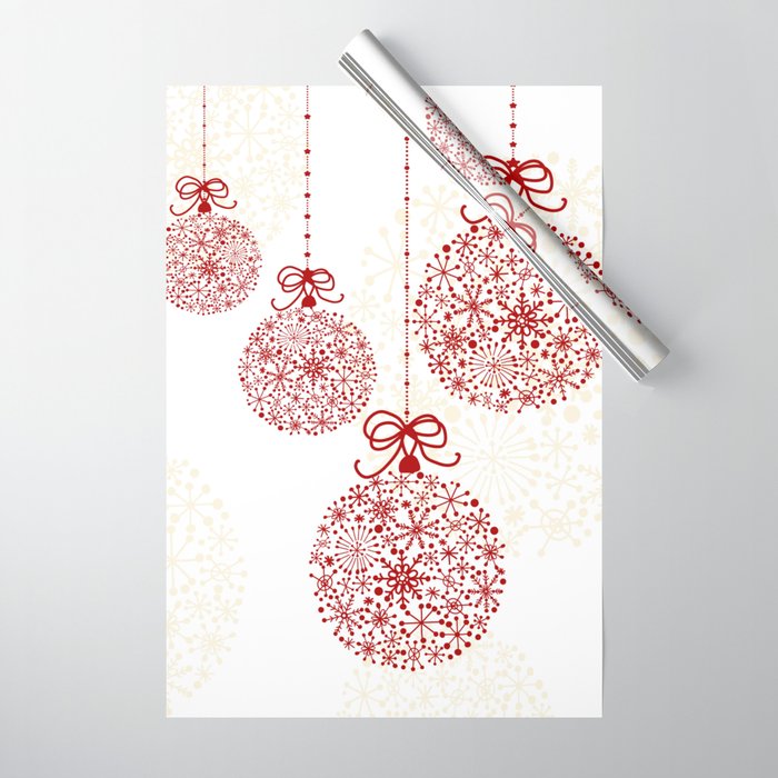 Christmas Baubles Made Of Snowflakes Wrapping Paper