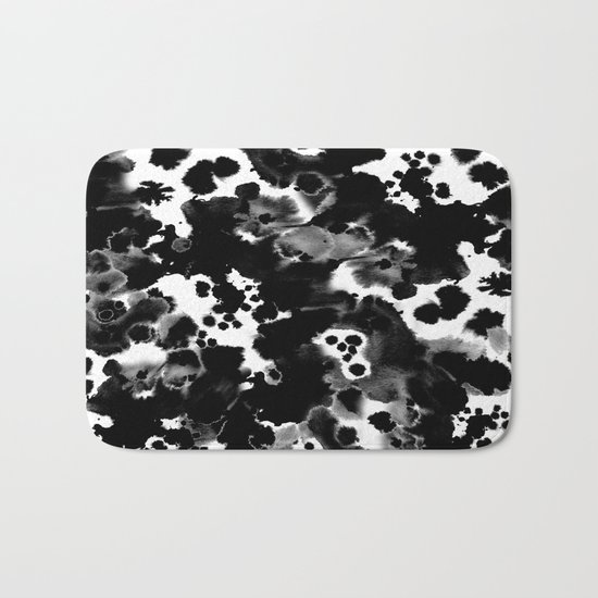 Peti - black and white minimal marble abstract painting brushstrokes modern urban hipster bklyn art Bath Mat