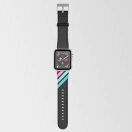 Badalisc - Thin Colorful Lines on Black Apple Watch Band