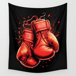 Retro Red Boxing Gloves Wall Tapestry