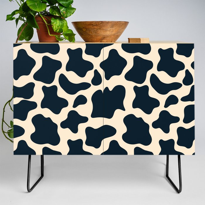 Aesthetic Cow Print Pattern - Rich Black and Flesh Credenza